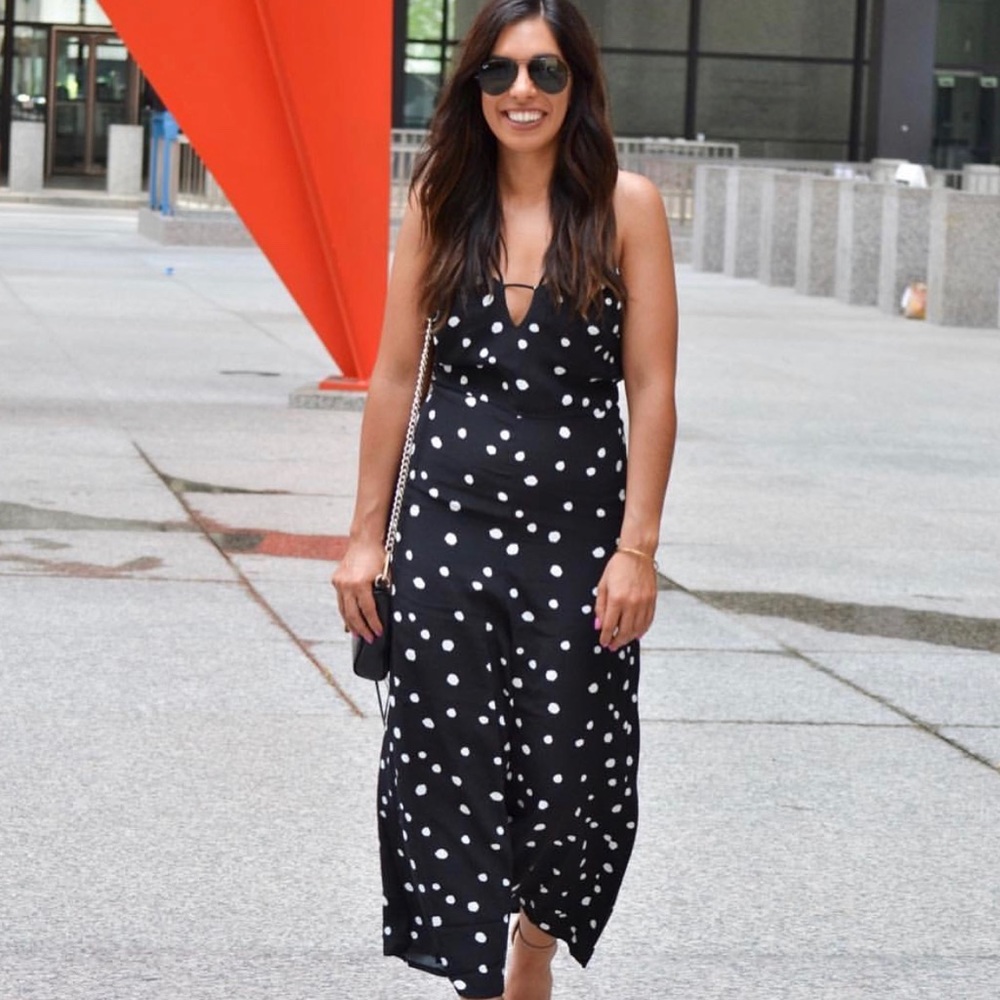 Topshop Black White Polka Dot Pattern Jumpsuit 4